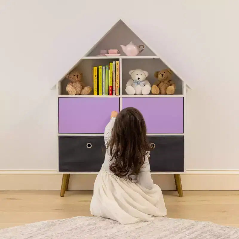 Organisateur de rangement pour maison de poupée pour enfants, violet