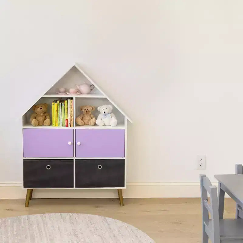 Organisateur de rangement pour maison de poupée pour enfants, violet