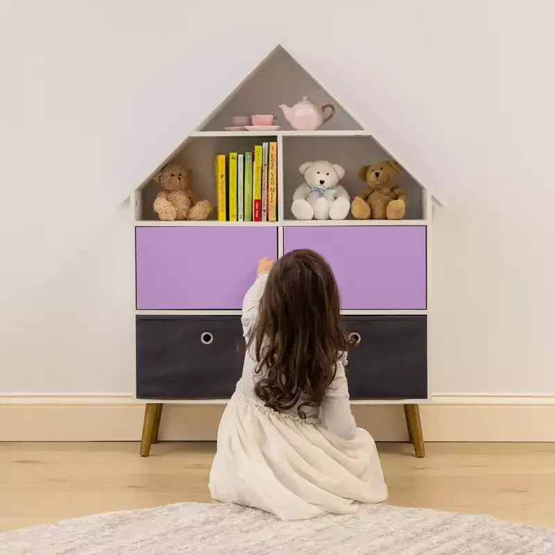 Organisateur de rangement pour maison de poupée pour enfants, violet