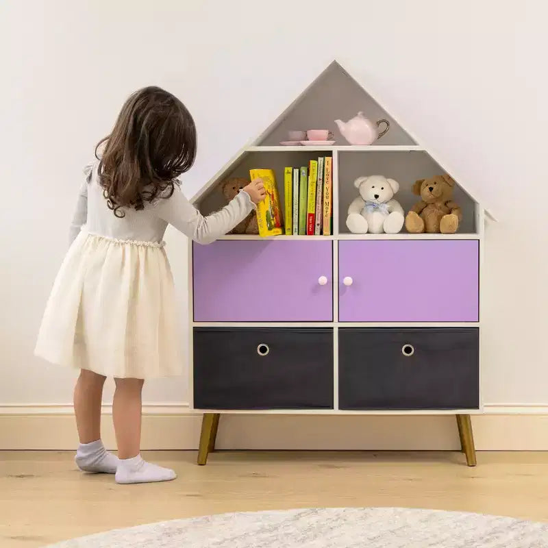 Organisateur de rangement pour maison de poupée pour enfants, violet