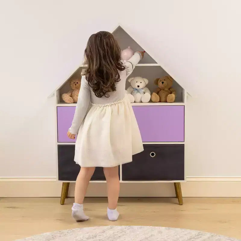 Organisateur de rangement pour maison de poupée pour enfants, violet