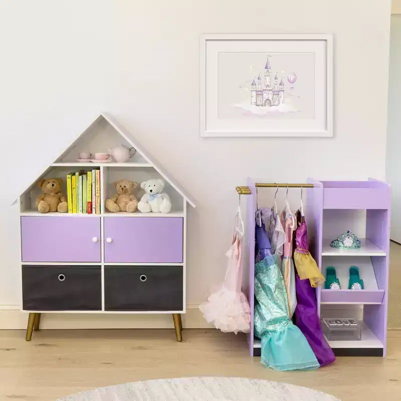 Organisateur de rangement pour maison de poupée pour enfants, violet