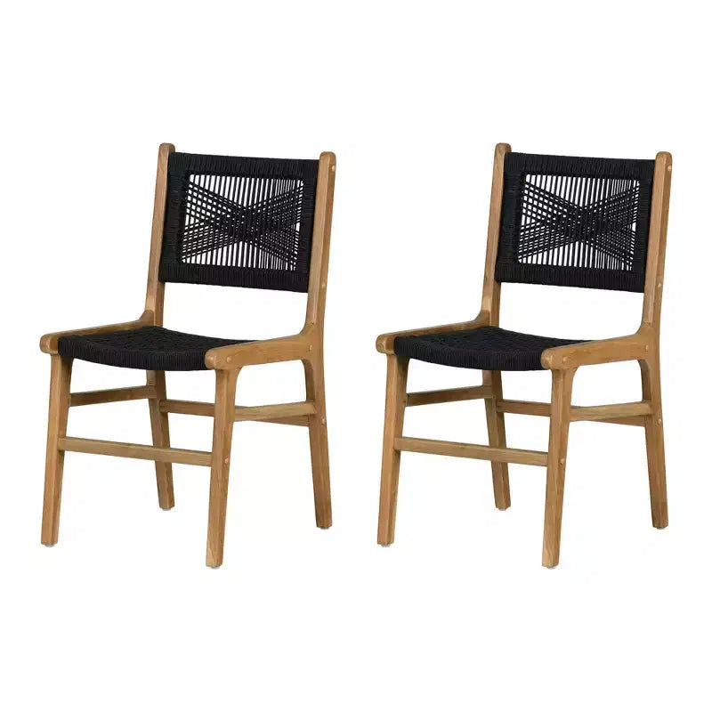 Lot de 2 chaises de salle à manger noires/rotin