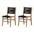 Lot de 2 chaises de salle à manger noires/rotin