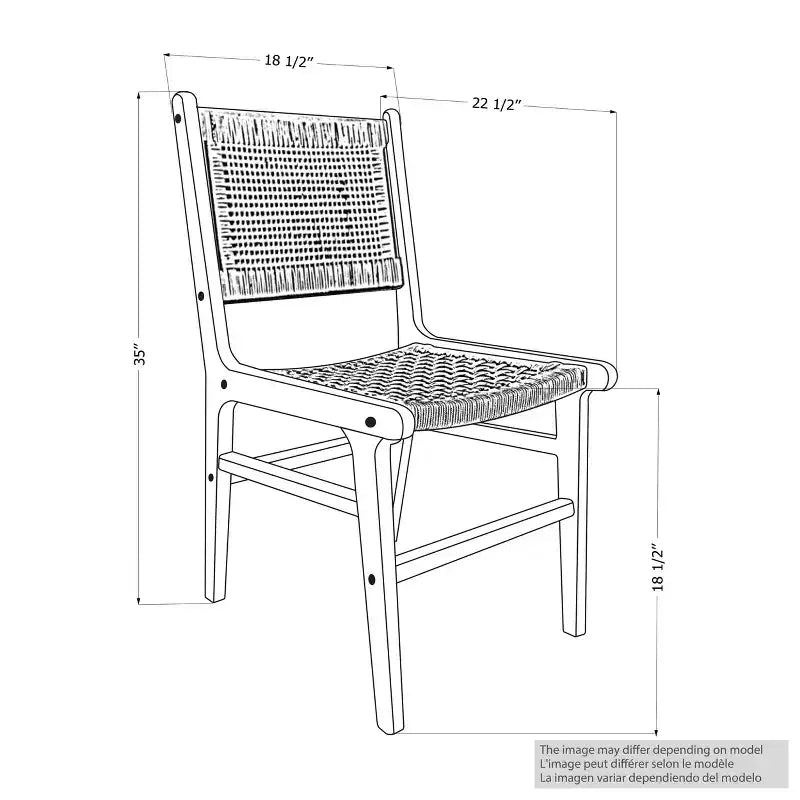 Lot de 2 chaises de salle à manger noires/rotin