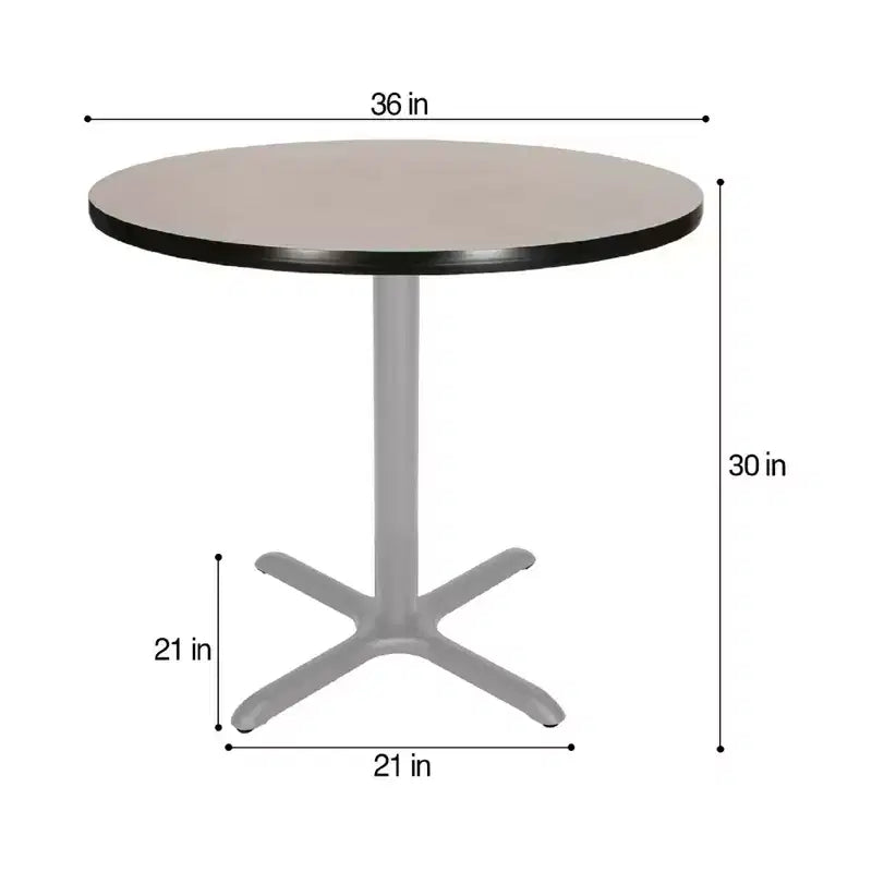 Table à manger ronde avec base en X, grise