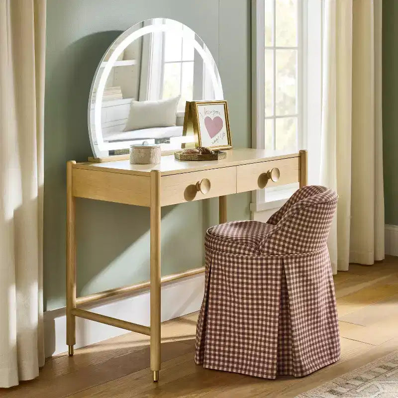 Coiffeuse avec miroir lumineux et tiroirs de rangement