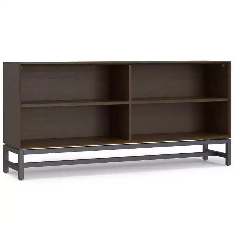 WyndenHall 30" Devlin Low Wide Bookcase Walnut Brown