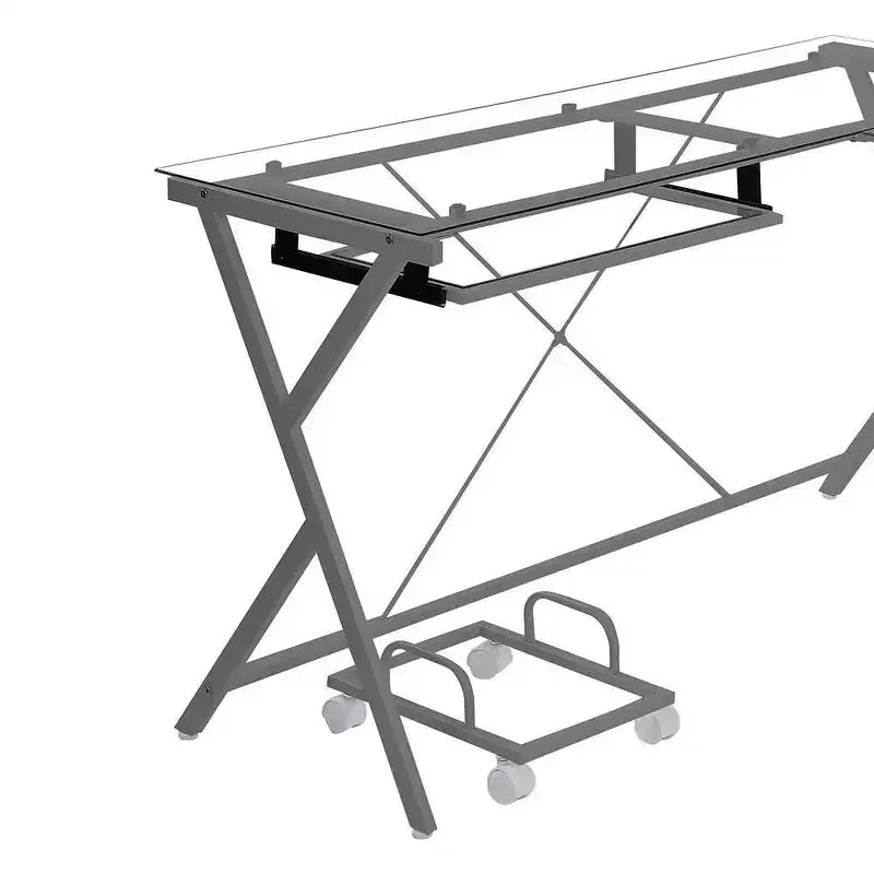 Bureau Verre transparent/Finition argentée