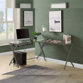 Bureau Verre transparent/Finition argentée