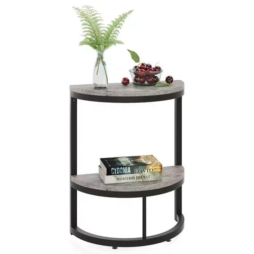 Table d'appoint demi-cercle à 2 niveaux Gris/Noir