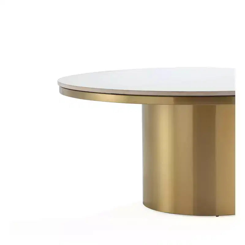 Table basse dorée avec plateau en pierre frittée