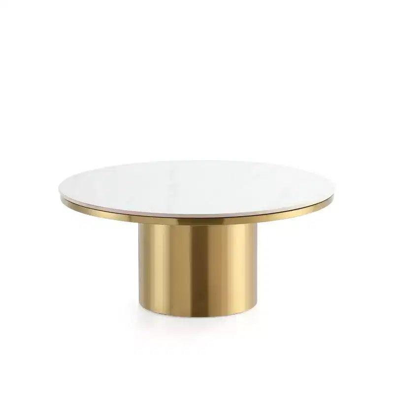 Table basse dorée avec plateau en pierre frittée