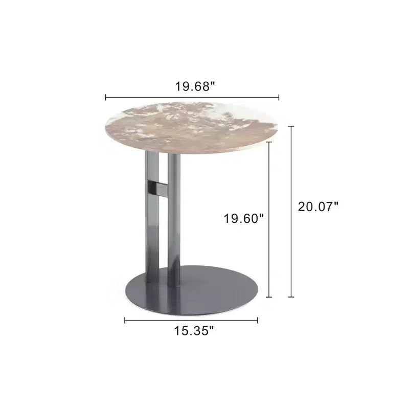 Table d'appoint noire avec plateau en pierre frittée