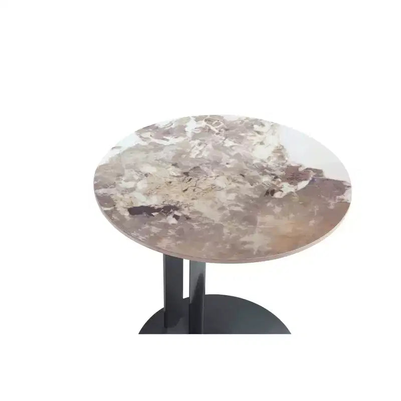 Table d'appoint noire avec plateau en pierre frittée
