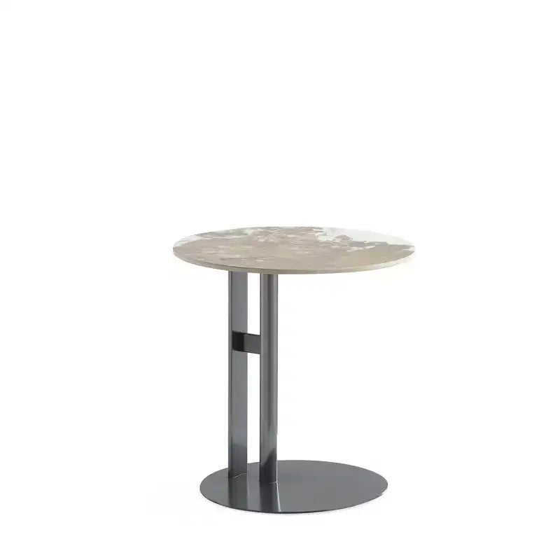 Table d'appoint noire avec plateau en pierre frittée