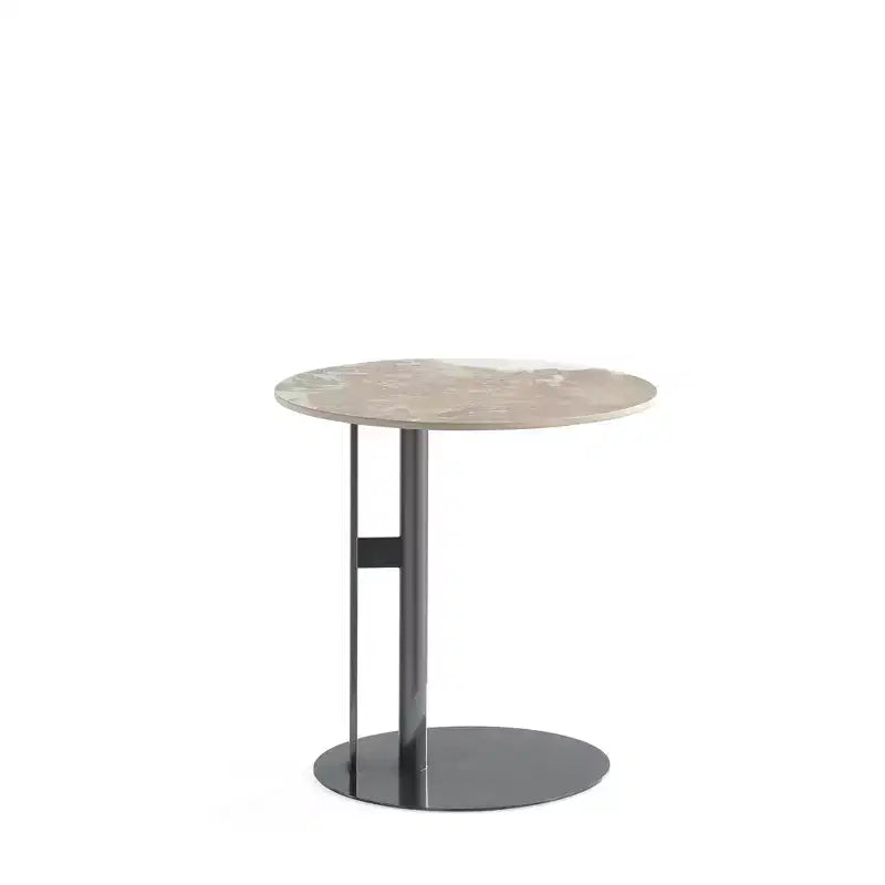 Table d'appoint noire avec plateau en pierre frittée