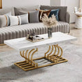 LITTLE TREE Modern Coffee Table with Geometric Frame White/Gold