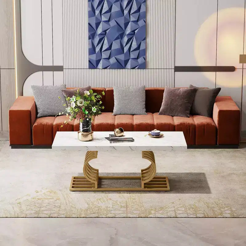 Table basse moderne avec cadre géométrique