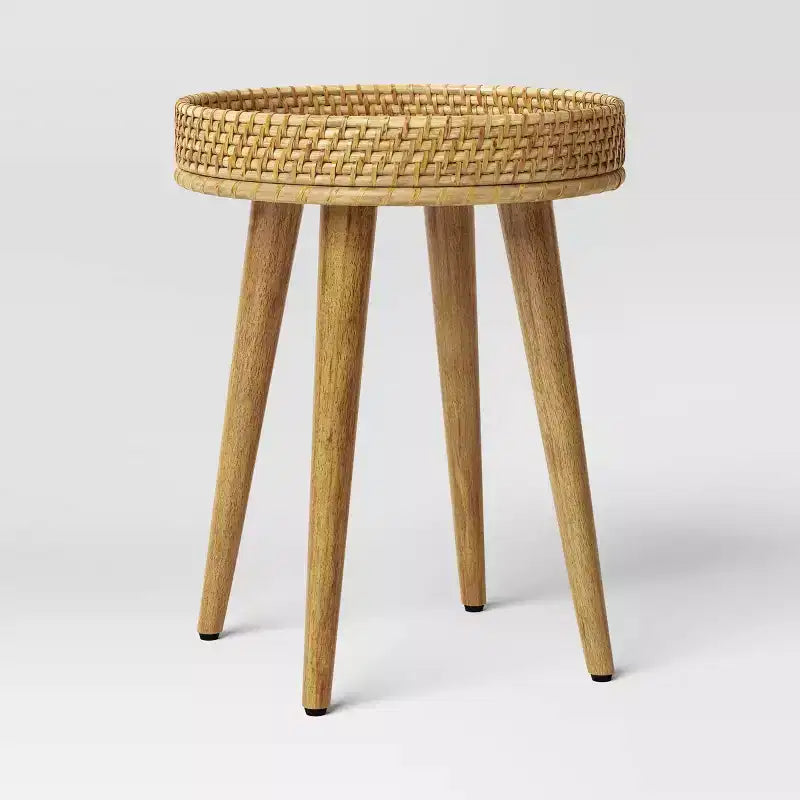 Round Natural Woven Accent Table - Threshold