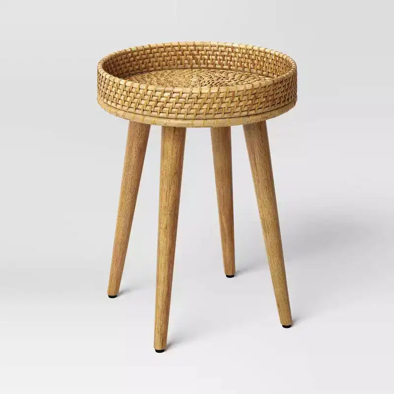 Table d'appoint ronde en fibres naturelles tressées