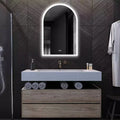 Dovelina LED Wall Mounted Mirror with Anti-Fog Modern Arched Bathroom Vanity Mirror