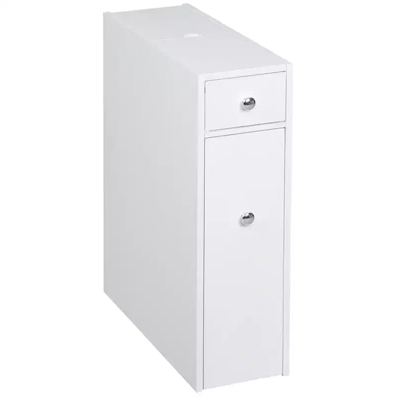 HOMCOM Bathroom Floor Organizer Free Standing Space Saving Narrow Storage Cabinet Bath Toilet Paper Holder with Drawers