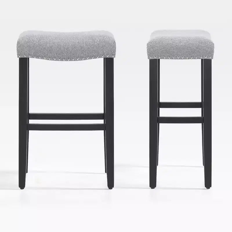 WestinTrends 29 Upholstered Saddle Seat Bar Stool (Set of 2) Black/Gray
