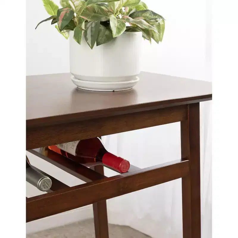 Table de bistrot en bois brun noyer