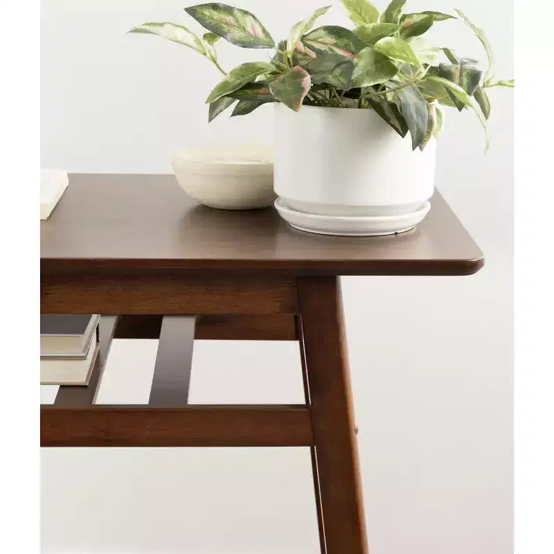Table de bistrot en bois brun noyer