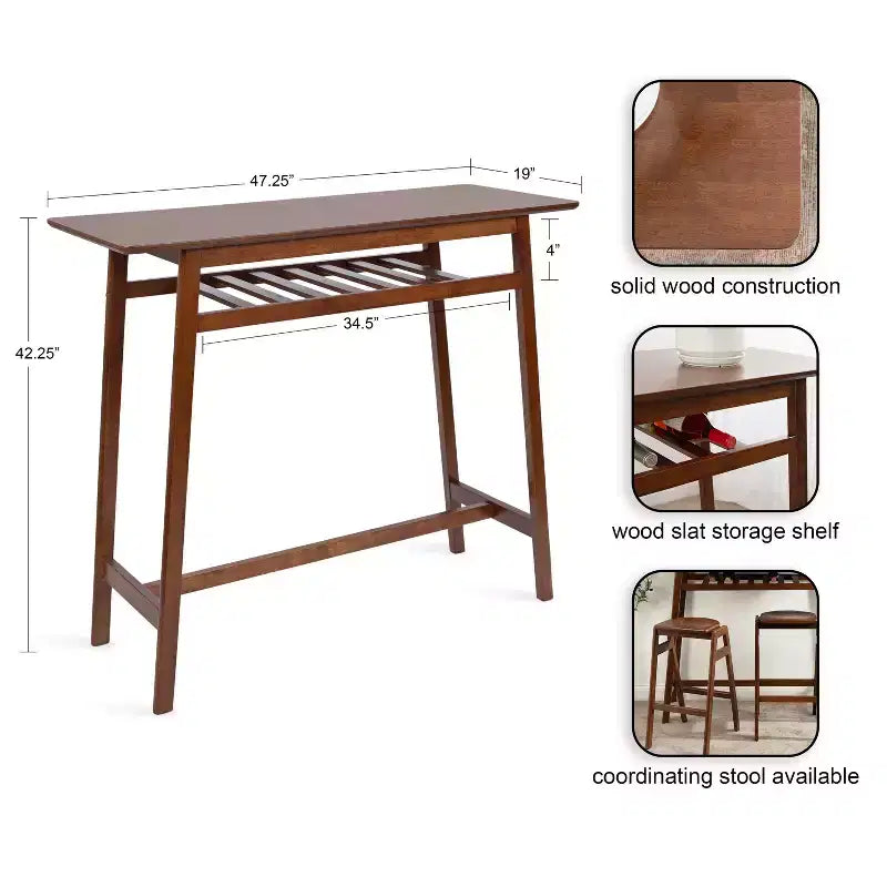 Table de bistrot en bois brun noyer