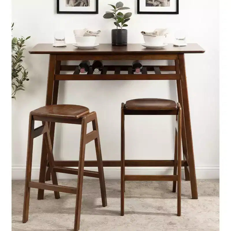 Table de bistrot en bois brun noyer