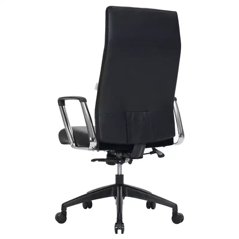 Fauteuil de bureau à dossier haut en cuir nervuré - Pivotant avec cadre en acier robuste