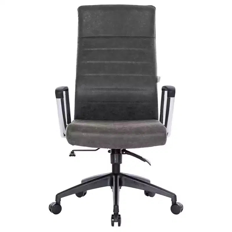 Fauteuil de bureau à dossier haut en cuir nervuré - Pivotant avec cadre en acier robuste
