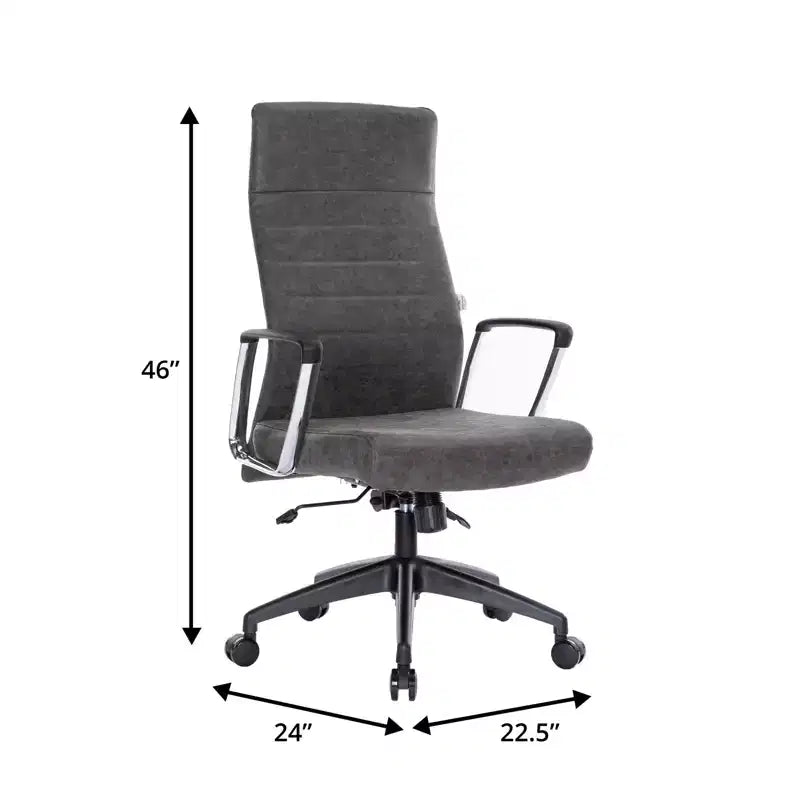 Fauteuil de bureau à dossier haut en cuir nervuré - Pivotant avec cadre en acier robuste