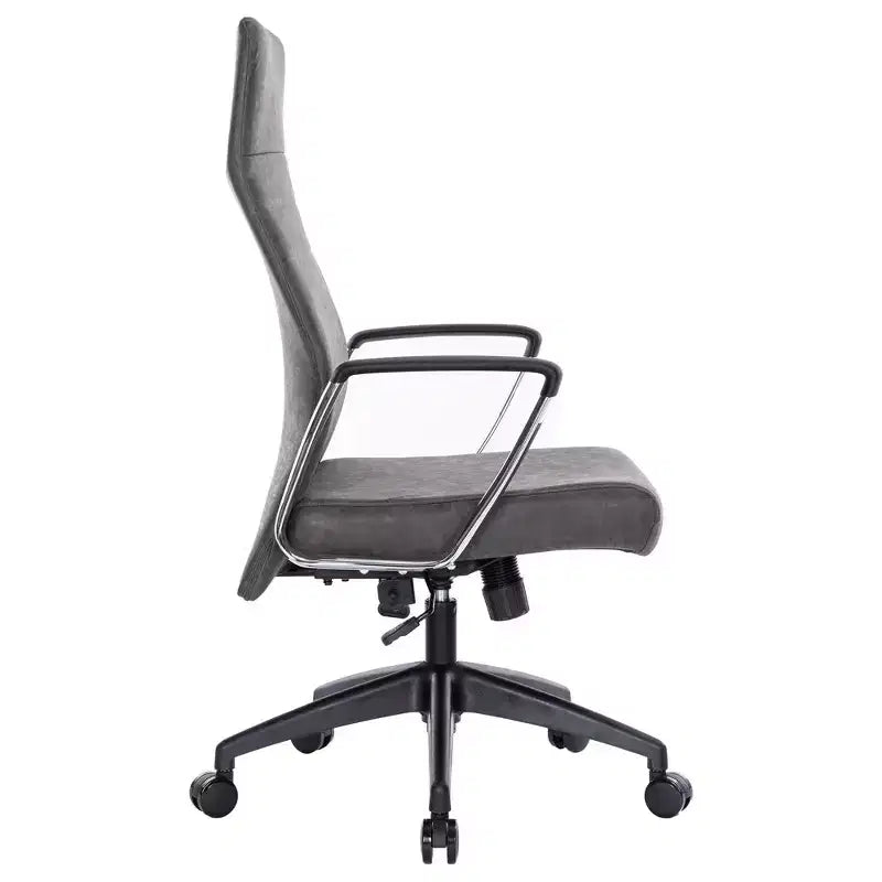 Fauteuil de bureau à dossier haut en cuir nervuré - Pivotant avec cadre en acier robuste