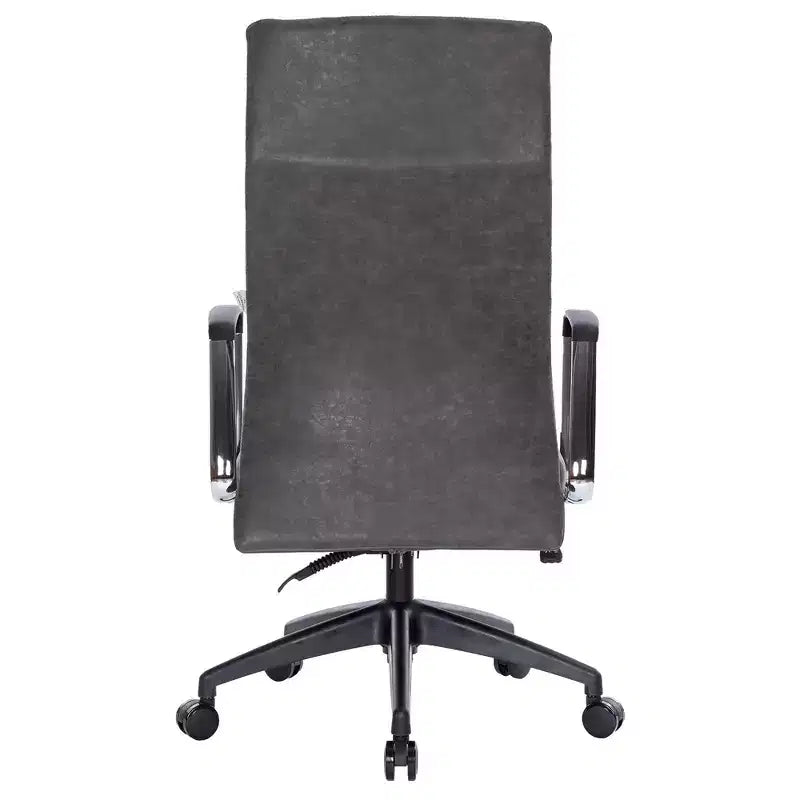 Fauteuil de bureau à dossier haut en cuir nervuré - Pivotant avec cadre en acier robuste