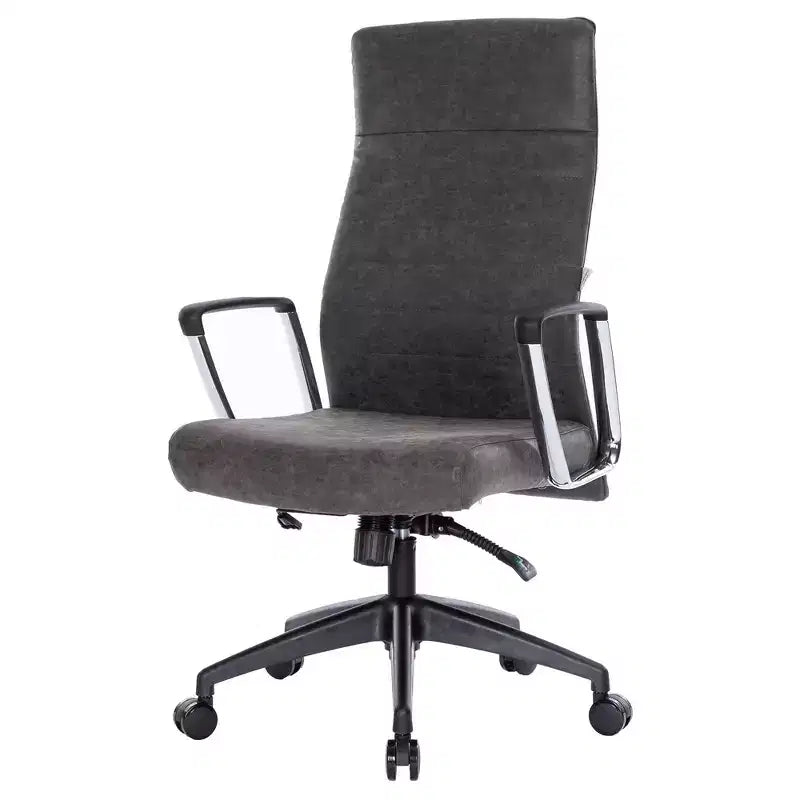 Fauteuil de bureau à dossier haut en cuir nervuré - Pivotant avec cadre en acier robuste