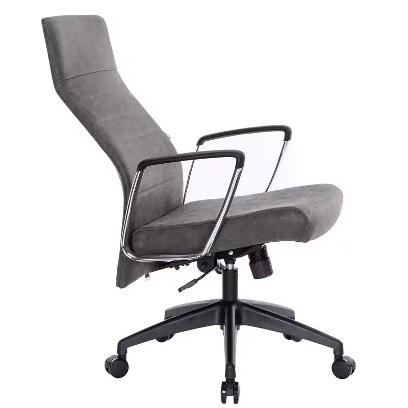 Fauteuil de bureau à dossier haut en cuir nervuré - Pivotant avec cadre en acier robuste