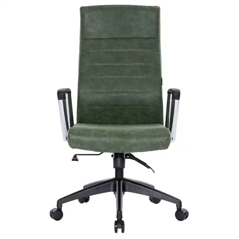 Fauteuil de bureau à dossier haut en cuir nervuré - Pivotant avec cadre en acier robuste