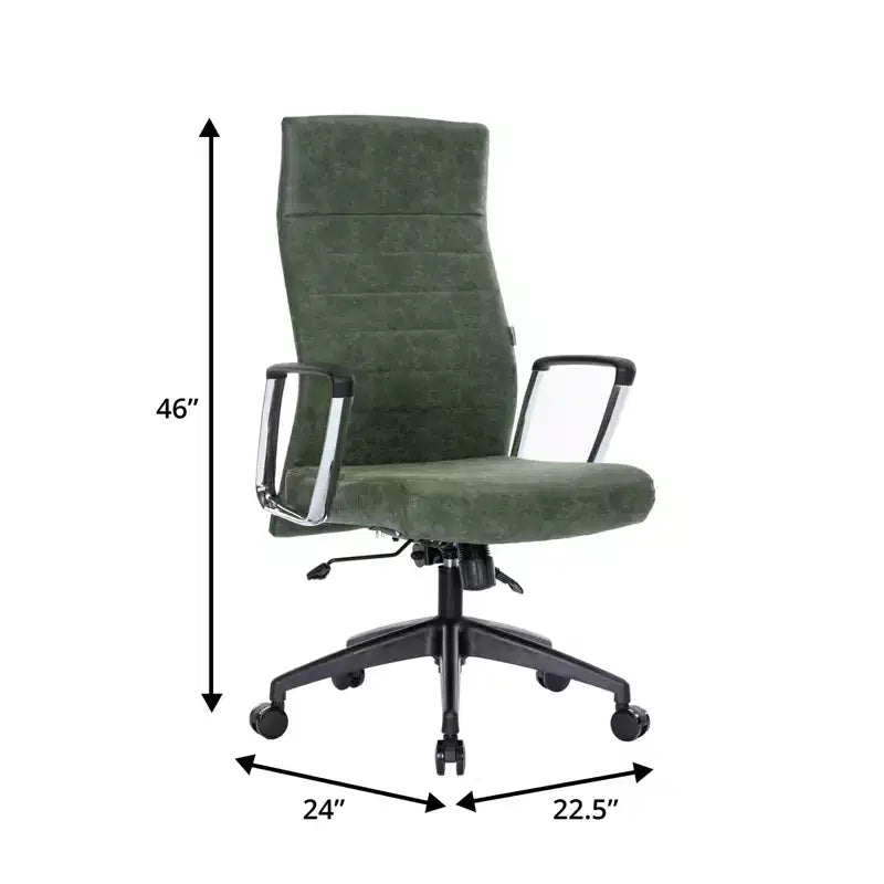 Fauteuil de bureau à dossier haut en cuir nervuré - Pivotant avec cadre en acier robuste