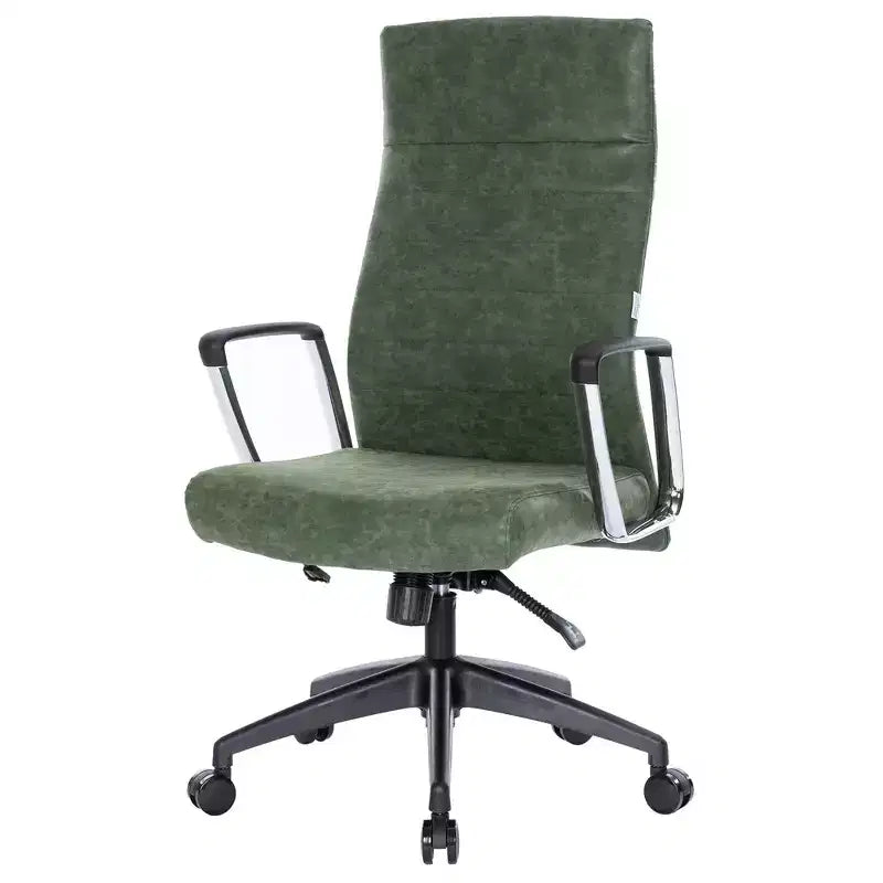 Fauteuil de bureau à dossier haut en cuir nervuré - Pivotant avec cadre en acier robuste