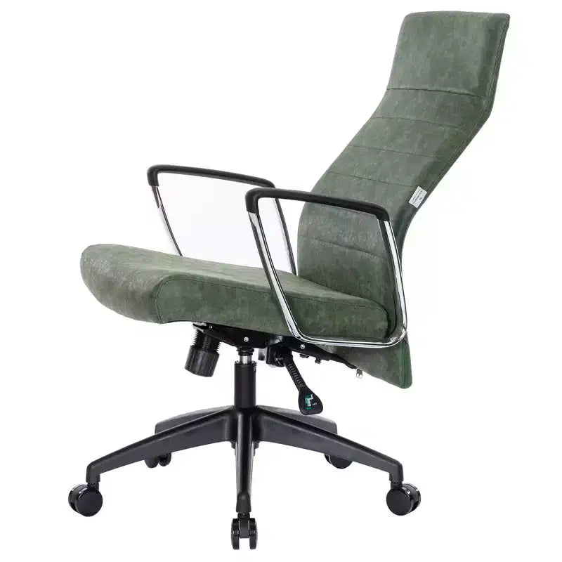 Fauteuil de bureau à dossier haut en cuir nervuré - Pivotant avec cadre en acier robuste