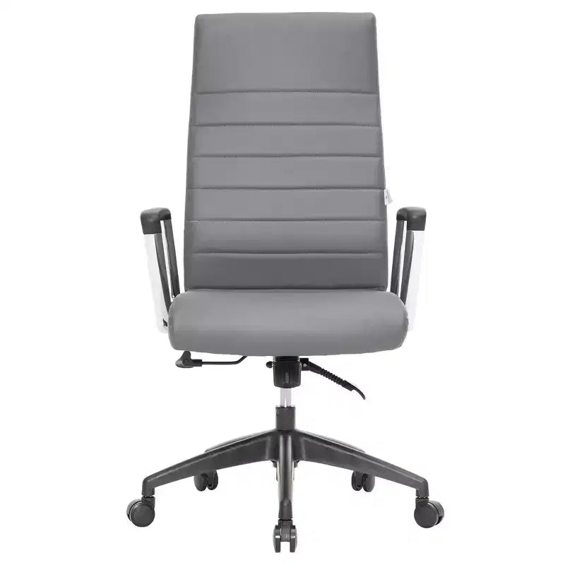 Fauteuil de bureau à dossier haut en cuir nervuré - Pivotant avec cadre en acier robuste