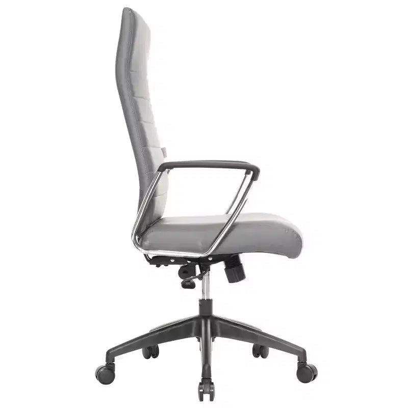 Fauteuil de bureau à dossier haut en cuir nervuré - Pivotant avec cadre en acier robuste