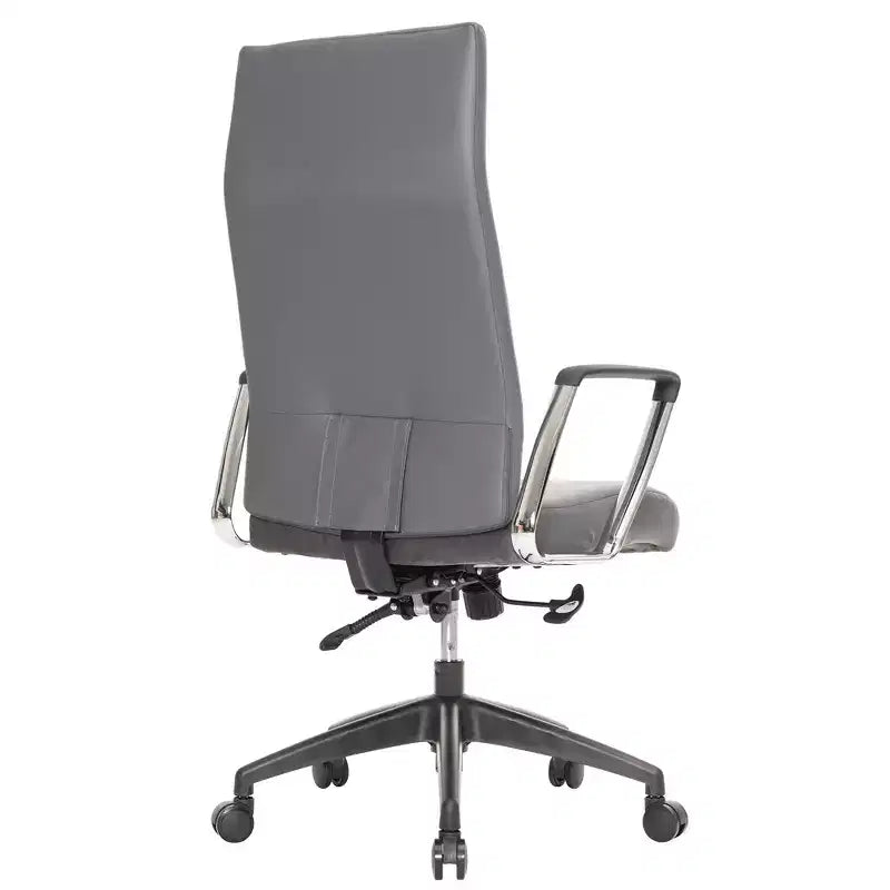 Fauteuil de bureau à dossier haut en cuir nervuré - Pivotant avec cadre en acier robuste