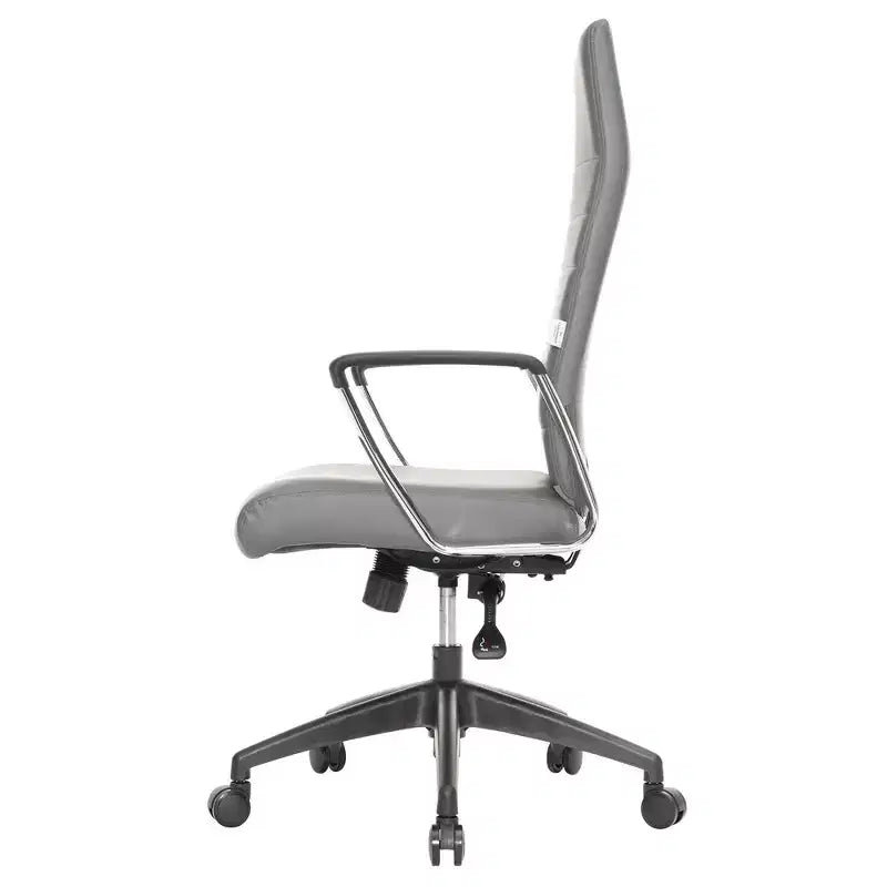 Fauteuil de bureau à dossier haut en cuir nervuré - Pivotant avec cadre en acier robuste