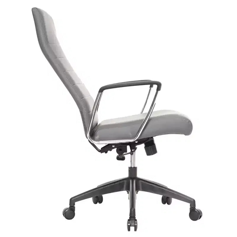 Fauteuil de bureau à dossier haut en cuir nervuré - Pivotant avec cadre en acier robuste