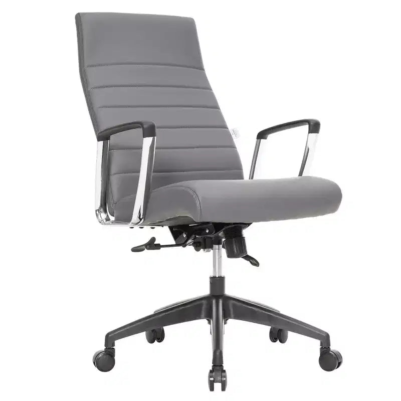 Fauteuil de bureau à dossier haut en cuir nervuré - Pivotant avec cadre en acier robuste