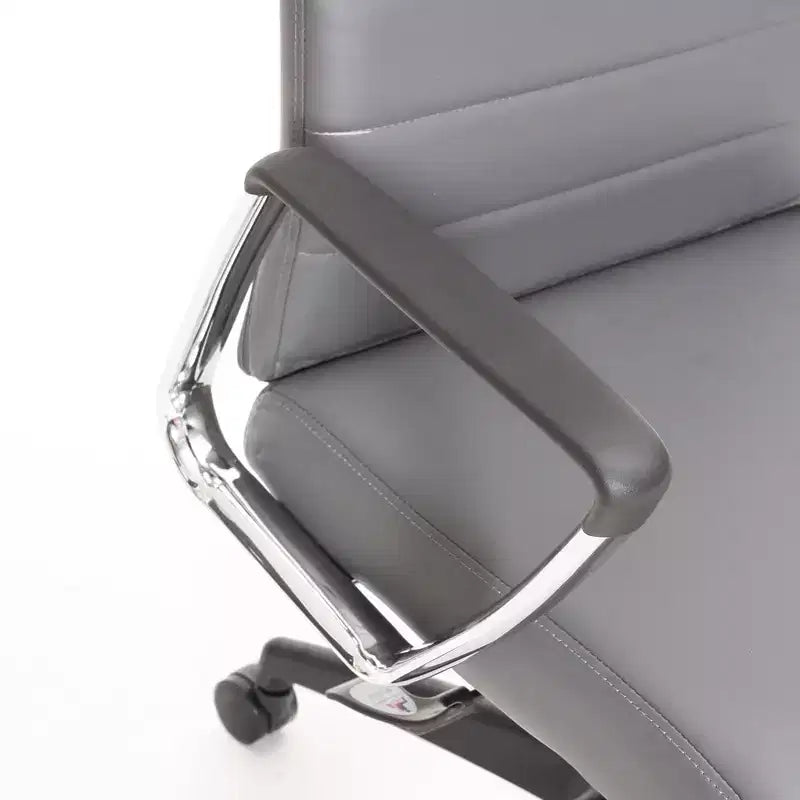 Fauteuil de bureau à dossier haut en cuir nervuré - Pivotant avec cadre en acier robuste